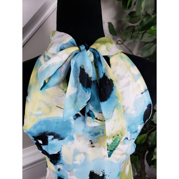 BCX Tank Top Women's Small Halter Neck Sleeveless Beautiful Ruffle Watercolor - Picture 9 of 10